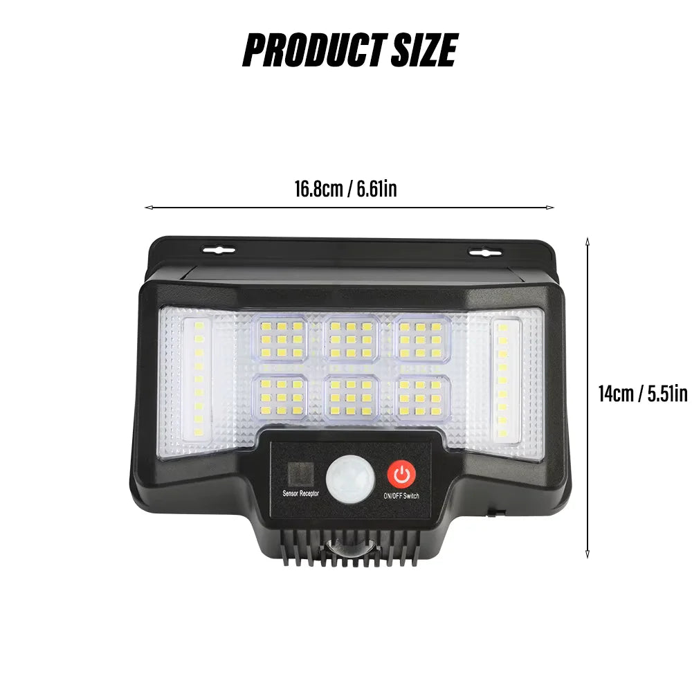 Foco Solar Exterior 75 LED con Sensor de Movimiento y Luz RGB + Mando