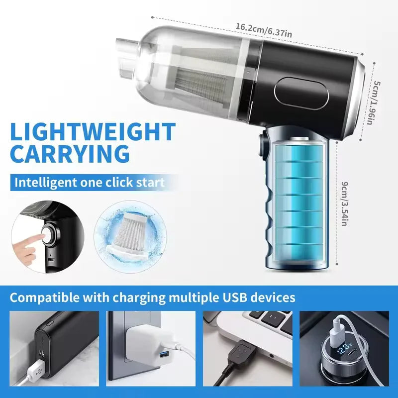 Aspirador y soplador inalámbrico 2 en 1 para coche y hogar 120W