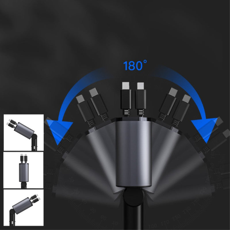 Cargador de Coche Klack 4 en 1 120W Retráctil USB