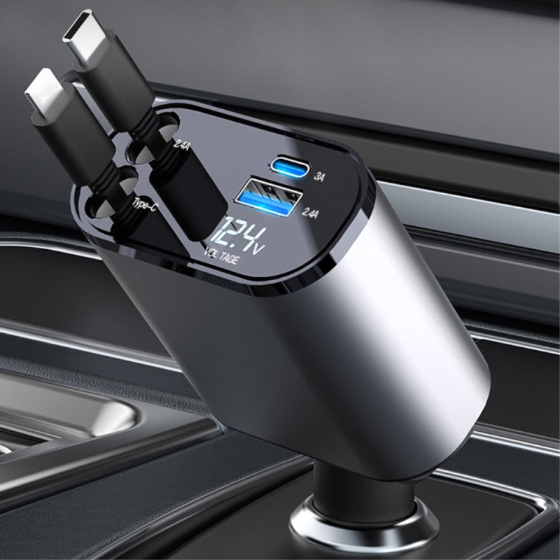 Cargador de Coche Klack 4 en 1 120W Retráctil USB