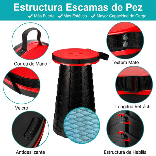 Taburete Telescópico Plegable | Asiento Portátil Ultraligero y Resistente