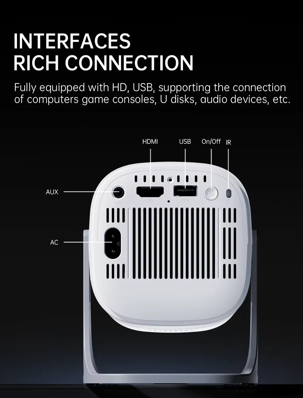 Proyector Full HD 1080p con videojuegos + 2 Mandos