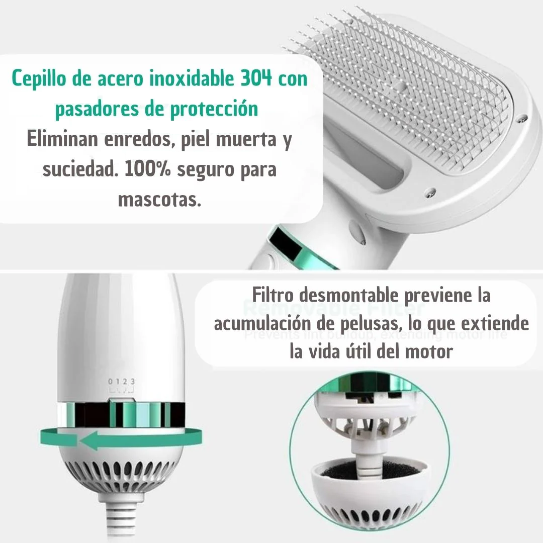 Secador-Cepillo para Mascotas 2 en 1