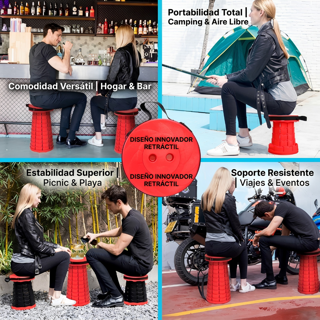 Taburete Telescópico Plegable | Asiento Portátil Ultraligero y Resistente