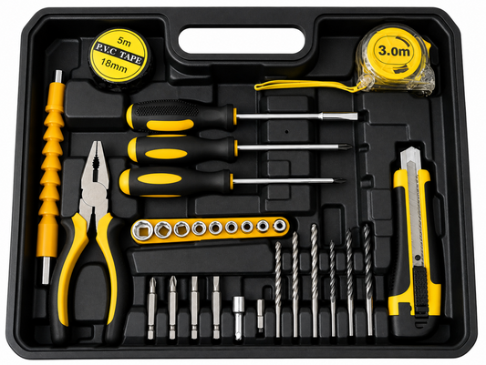 Kit de Taladro Percutor Inalámbrico 21V con 2 Baterías y Maletín Completo de Herramientas
