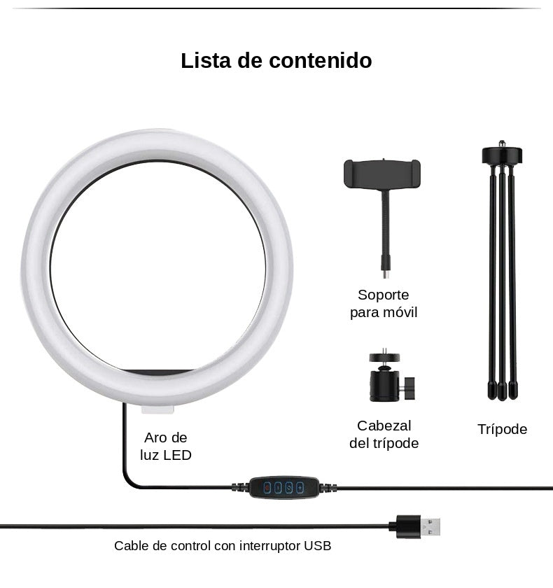 Aro de Luz LED de Escritorio 26 cm – Iluminación Profesional para Videollamadas y Contenido