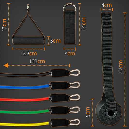 Bandas Resistencia 12 piezas 5 Niveles 10 lb - 30 lb Cinta Elástica Gridinlux - innovagizmo.com