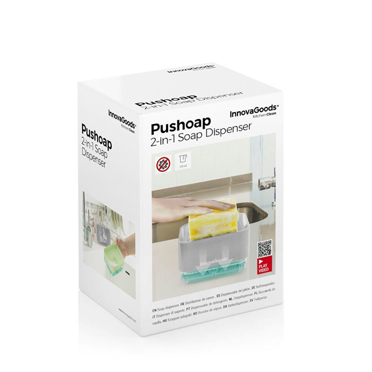Dispensador de Jabón 2 en 1 para Fregadero Pushoap - innovagizmo.com
