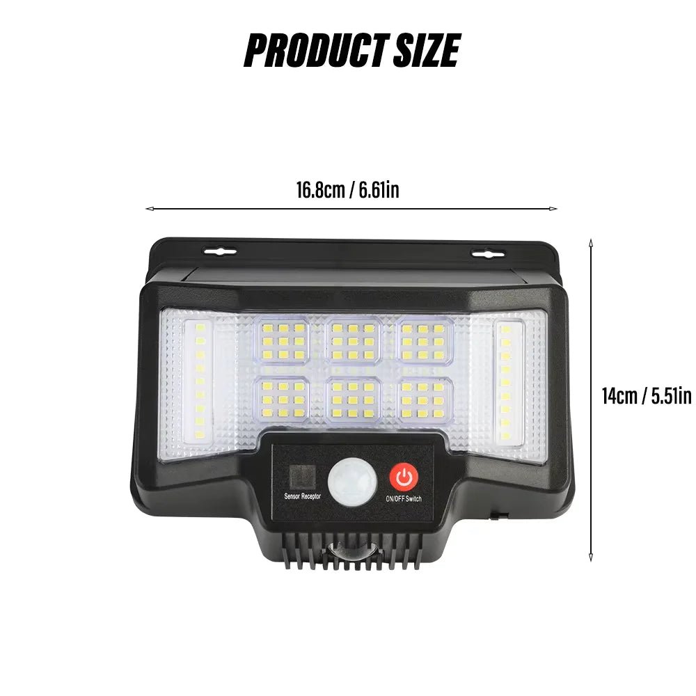 Foco Solar Exterior 75 LED con Sensor de Movimiento y Luz RGB + Mando - innovagizmo.com