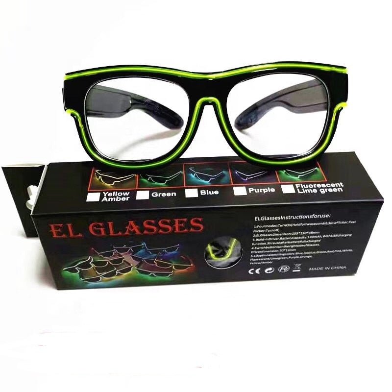 Gafas LED Neón Lima | 3 h de Autonomía y 4 Modos de Luz - innovagizmo.com