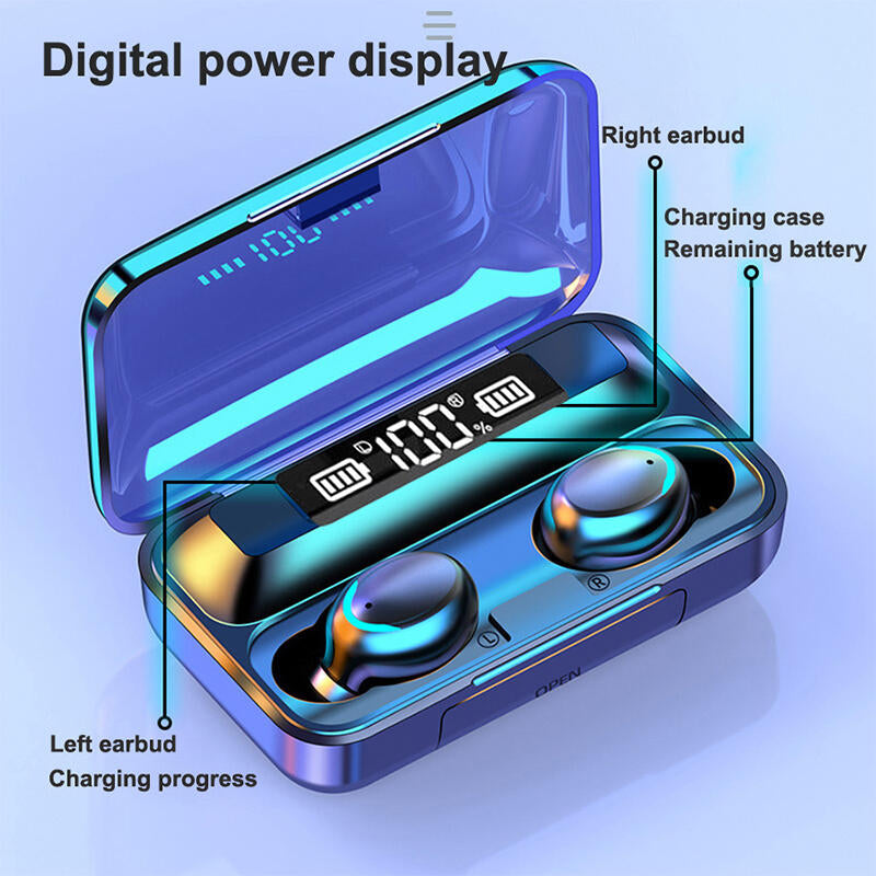 Auriculares Inalámbricos F9 con Pantalla LED y Estuche de Carga