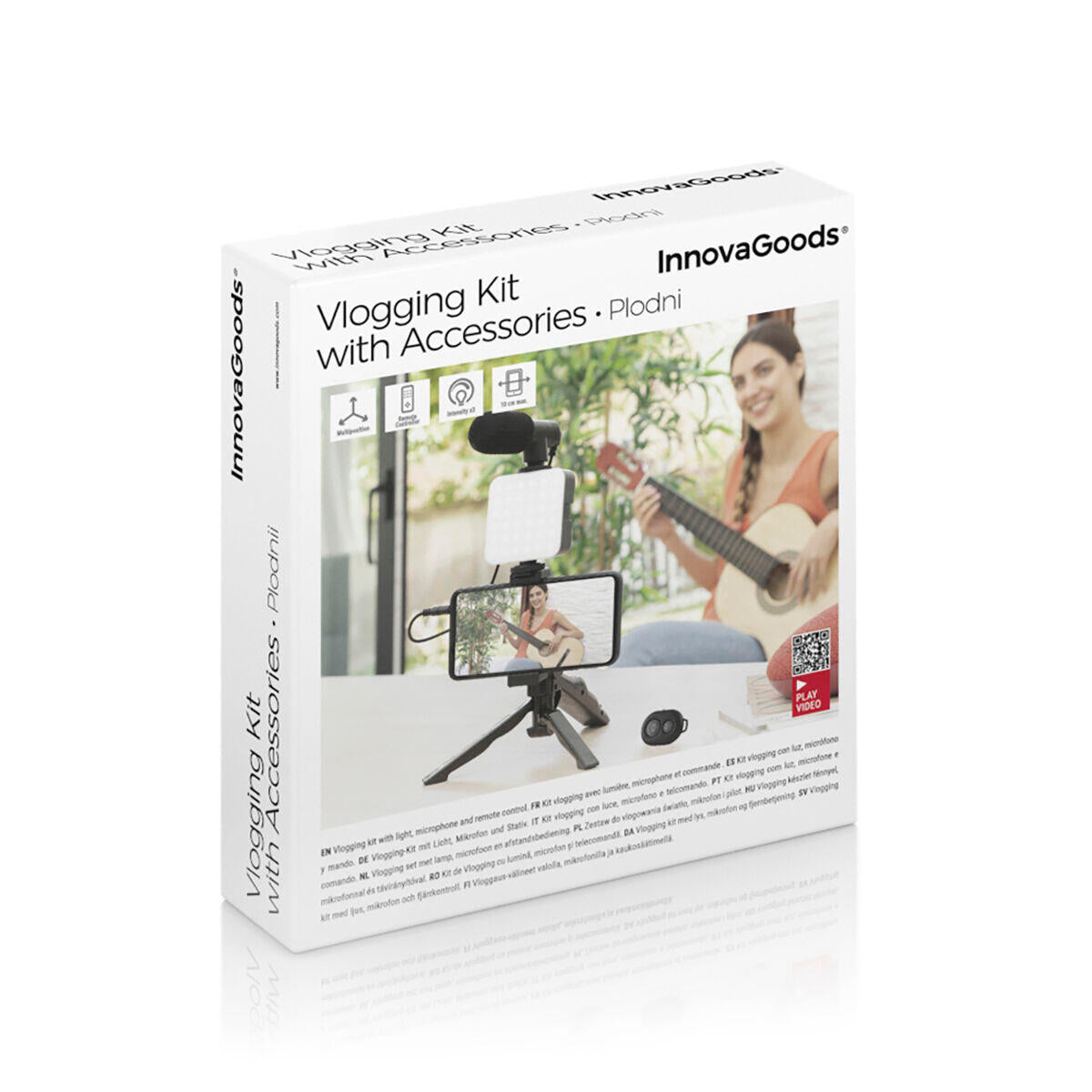 Kit Vlogging Profesional con Luz LED, Micrófono y Mando Bluetooth