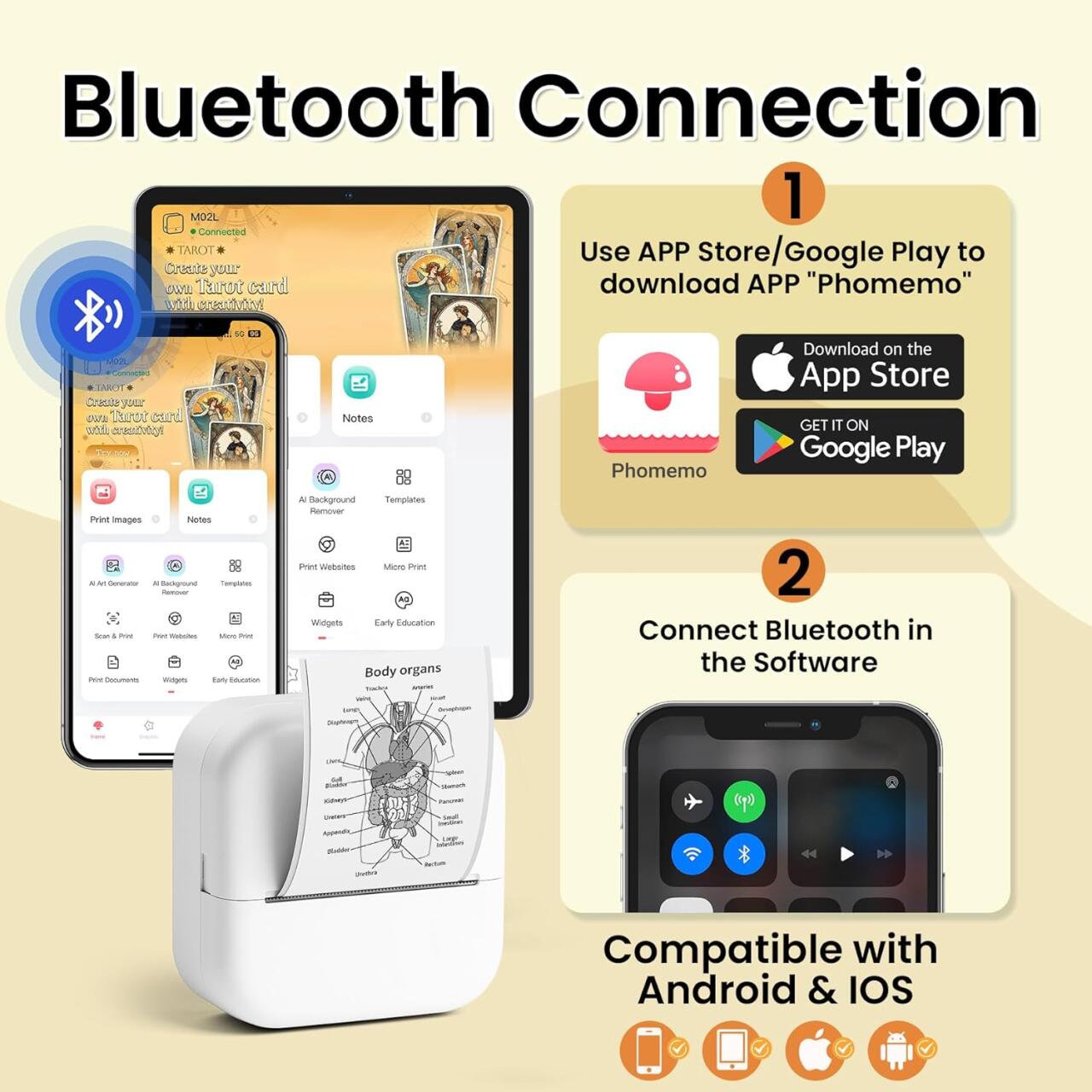 Imprime Fotos y Etiquetas Sin Tinta - M2 Mini Impresora Térmica Portátil Bluetooth y WiFi