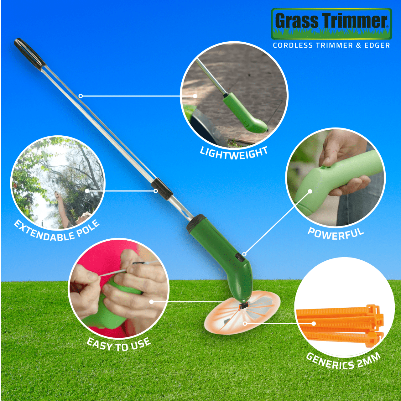 Recortadora de Césped sin Cables Grass Trimmer Portátil