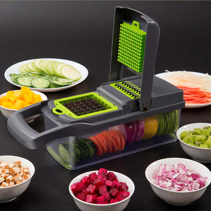 Cortador de Verduras Multifunción 16 en 1 con Mandolina y Cuchillas de Acero Inoxidable