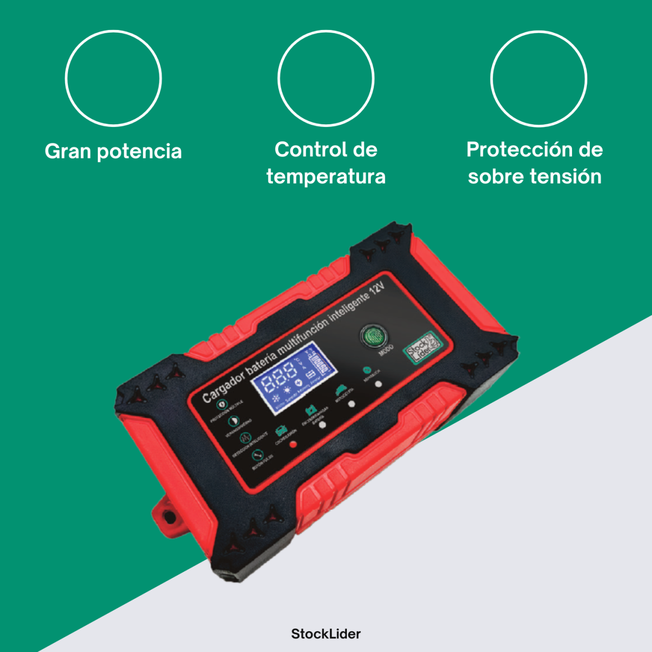 Cargador y Mantenedor de Baterías 12V Multifunción | Carga Rápida 6A y Pantalla LCD