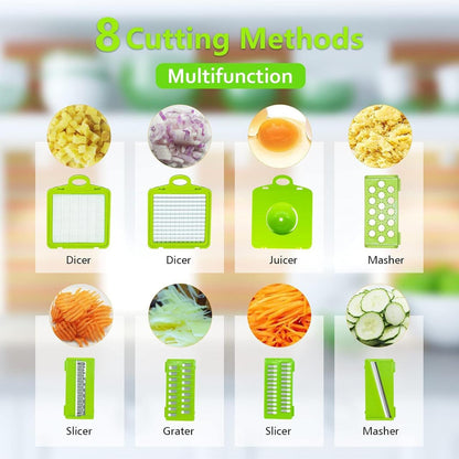 Cortador de Verduras Multifunción 16 en 1 con Mandolina y Cuchillas de Acero Inoxidable