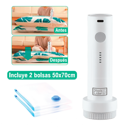 Bomba de Vacío Inalámbrica y Portátil para Ropa + 2 Bolsas de Almacenamiento Gratuitas