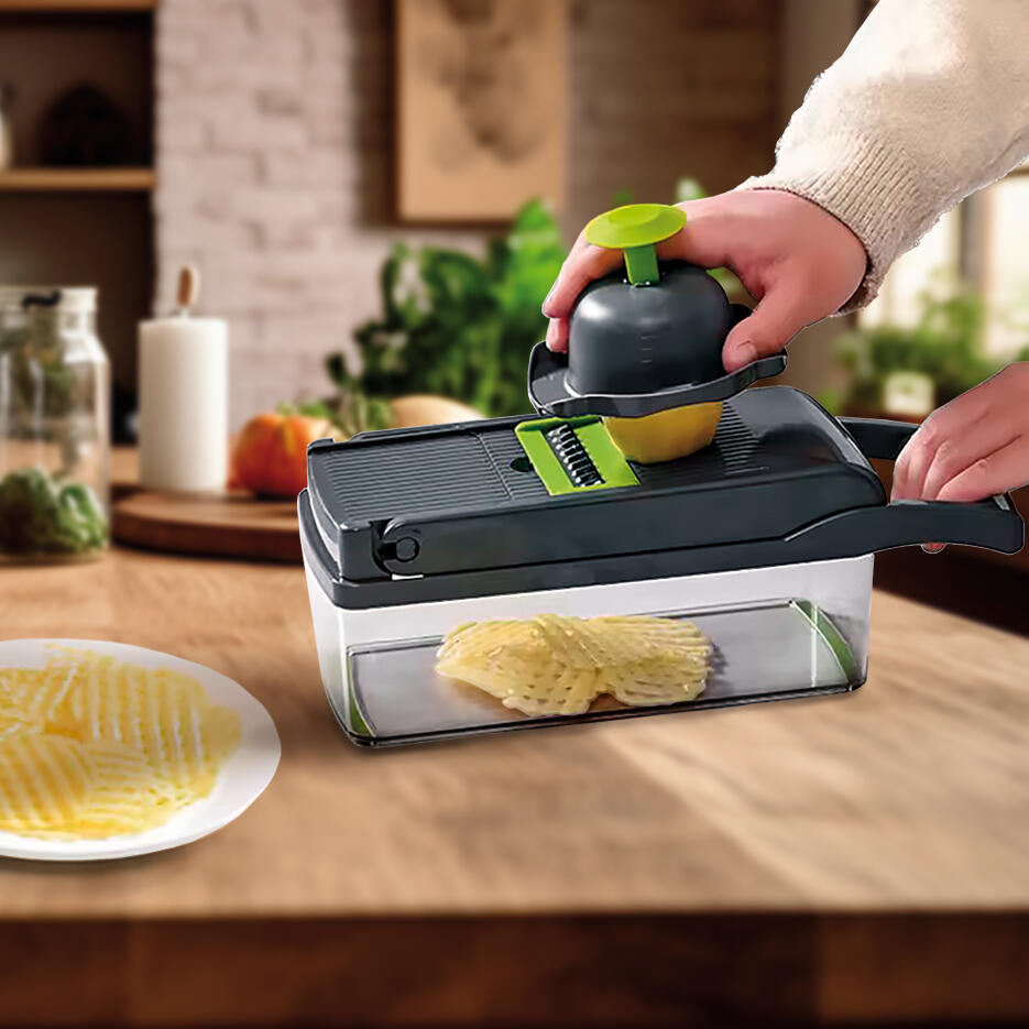 Cortador de Verduras Multifunción 16 en 1 con Mandolina y Cuchillas de Acero Inoxidable