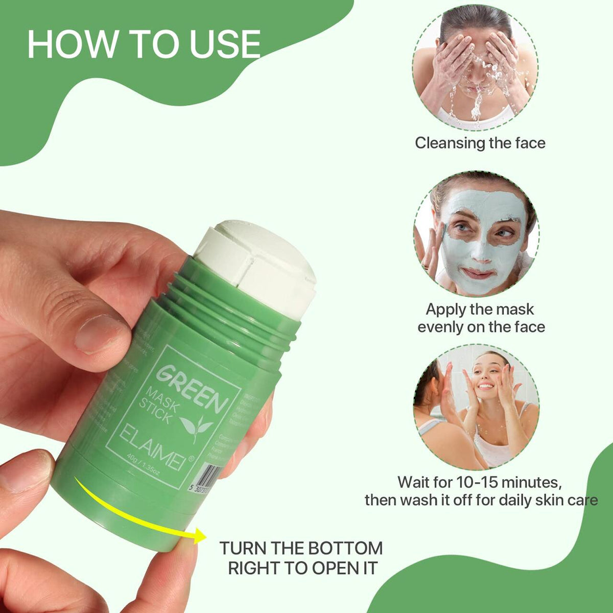 Mascarilla Facial de Té Verde en Barra – Limpieza Profunda, Control de Grasa e Hidratación