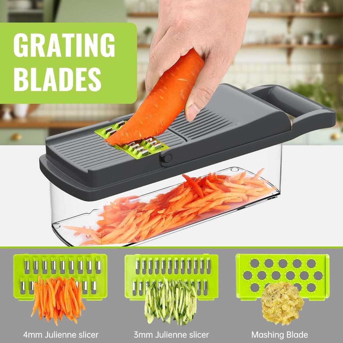 Cortador de Verduras Multifunción 16 en 1 con Mandolina y Cuchillas de Acero Inoxidable