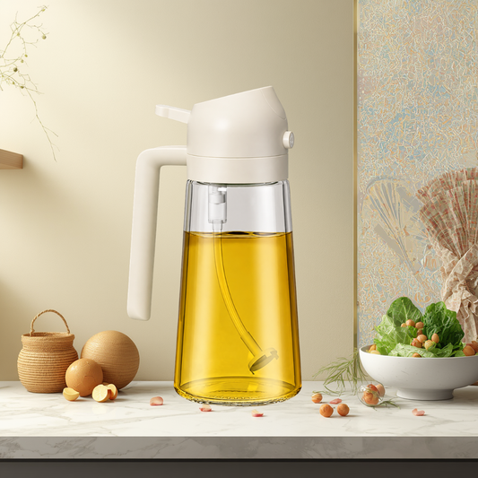Aceitera y Pulverizador de Aceite 2 en 1 | Control de Dosis y Antigoteo