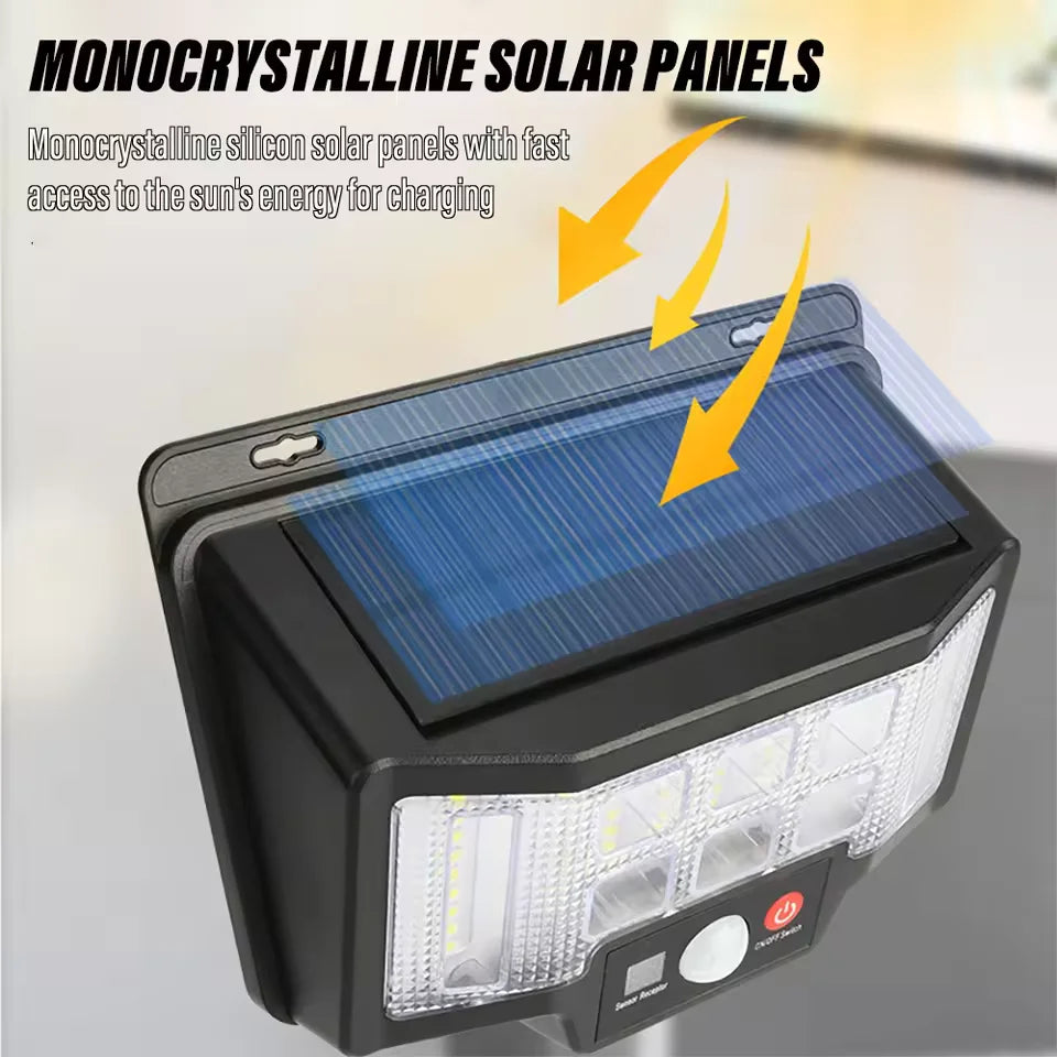 Foco Solar Exterior 75 LED con Sensor de Movimiento y Luz RGB + Mando