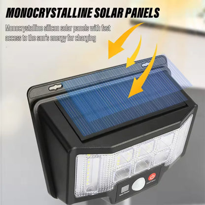 Foco Solar Exterior 75 LED con Sensor de Movimiento y Luz RGB + Mando