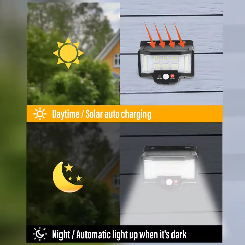 Foco Solar Exterior 75 LED con Sensor de Movimiento y Luz RGB + Mando