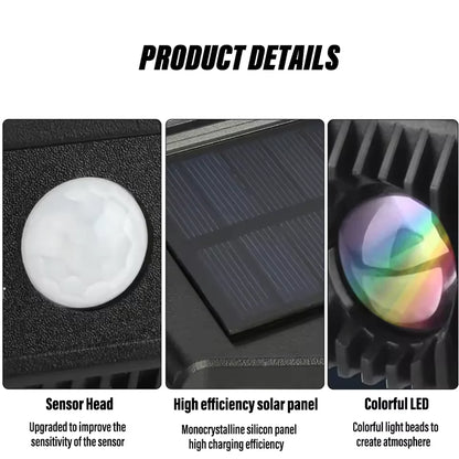 Foco Solar Exterior 75 LED con Sensor de Movimiento y Luz RGB + Mando