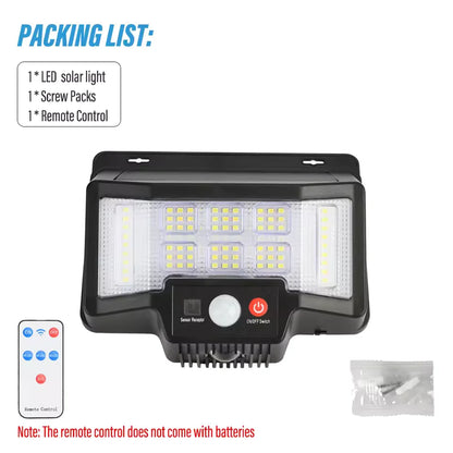 Foco Solar Exterior 75 LED con Sensor de Movimiento y Luz RGB + Mando