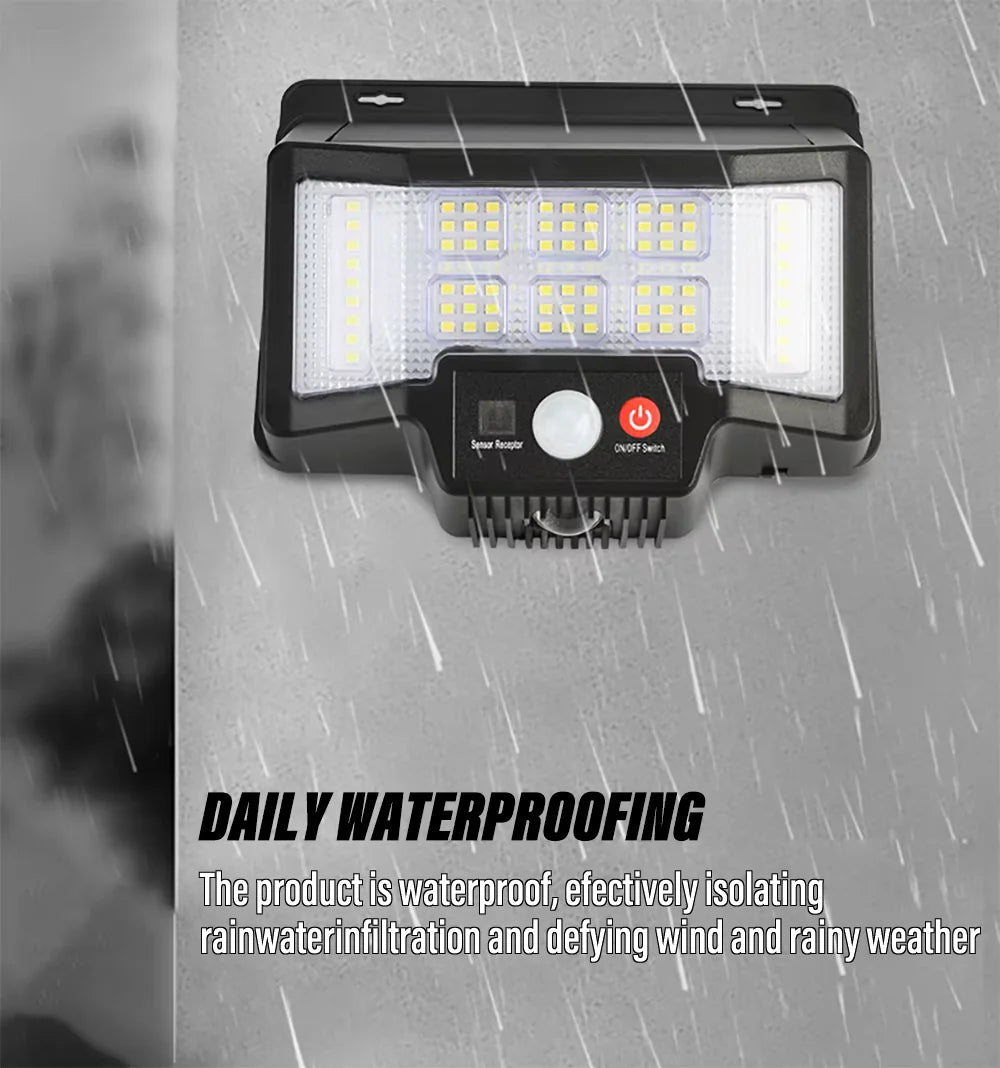 Foco Solar Exterior 75 LED con Sensor de Movimiento y Luz RGB + Mando