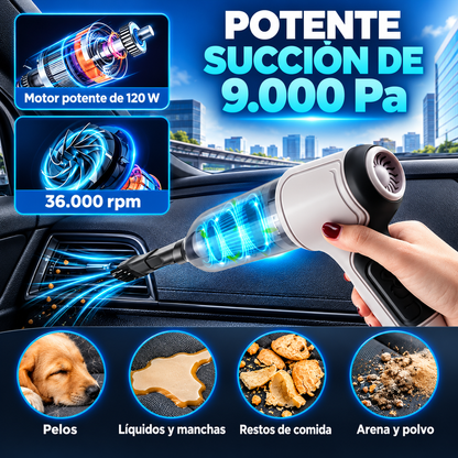 Mini Aspirador de Mano Inalámbrico 4 en 1 – 120W | 9000Pa | Recargable USB