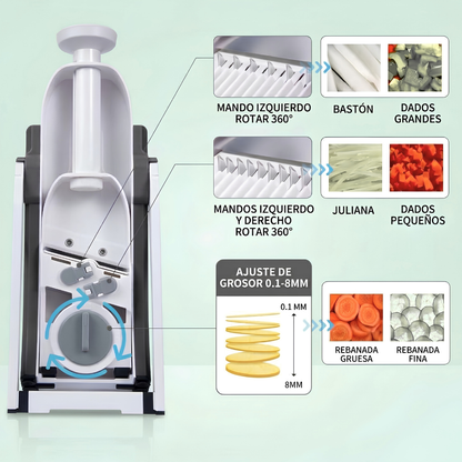 Cortador de Verduras Multifuncional Mandolina Segura con Grosor Regulable