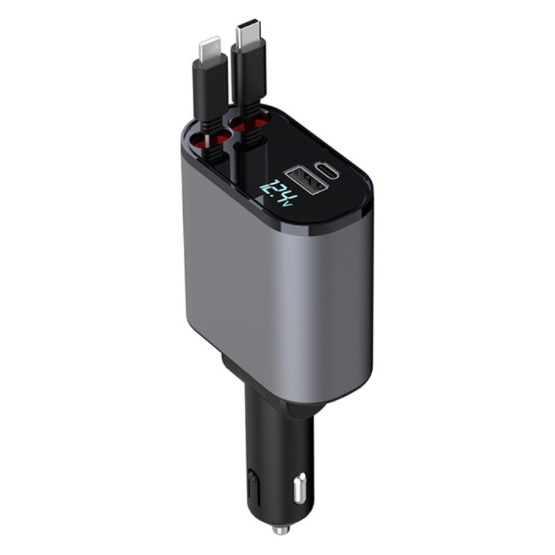 Cargador de Coche Klack 4 en 1 120W Retráctil USB