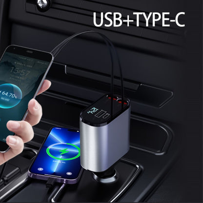 Cargador de Coche Klack 4 en 1 120W Retráctil USB