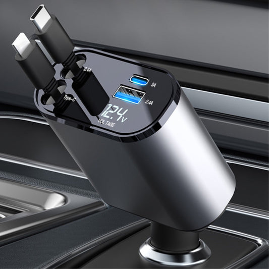 Cargador de Coche Klack 4 en 1 120W Retráctil USB