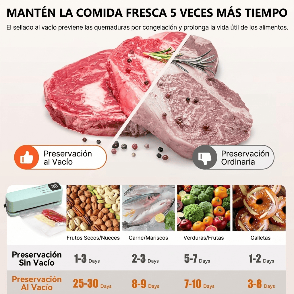 Selladora Térmica de Alimentos Multifunción: Envasado al Vacío, Sellado e Inflado