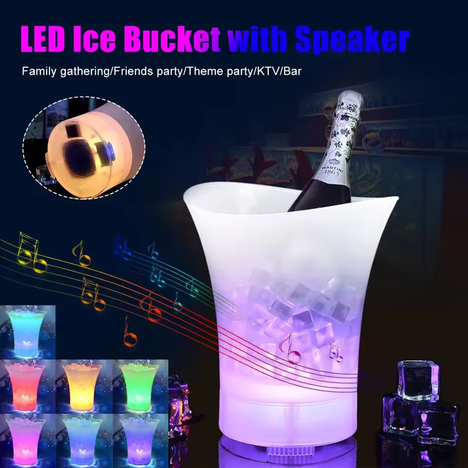 Cubeta de Hielo LED + Altavoz Bluetooth - Con Luces LED
