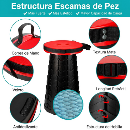 Taburete Telescópico Plegable | Asiento Portátil Ultraligero y Resistente