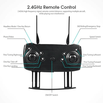 Dron Plegable 4K con Cámara Dual y Modo Headless – Vuelo Estable para Principiantes
