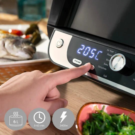 Freidora de Aire con Grill, Accesorios y Recetario Fryinn 12 - in - 1 6000 Negro Acero 3400 W 6 L - innovagizmo.com