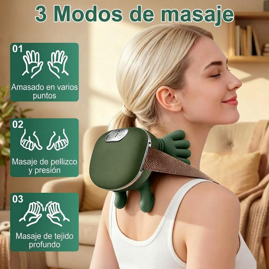 Masajeador 4D para Cuello y Espalda con Calor, Luz Roja y Batería Recargable