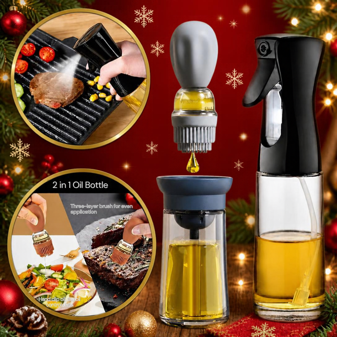 Set Dispensador de Aceite 2 en 1 (Pulverizador + Brocha): Cocina con la cantidad justa