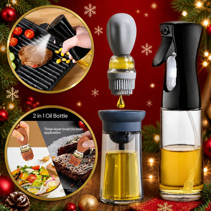 Set Dispensador de Aceite 2 en 1 (Pulverizador + Brocha): Cocina con la cantidad justa