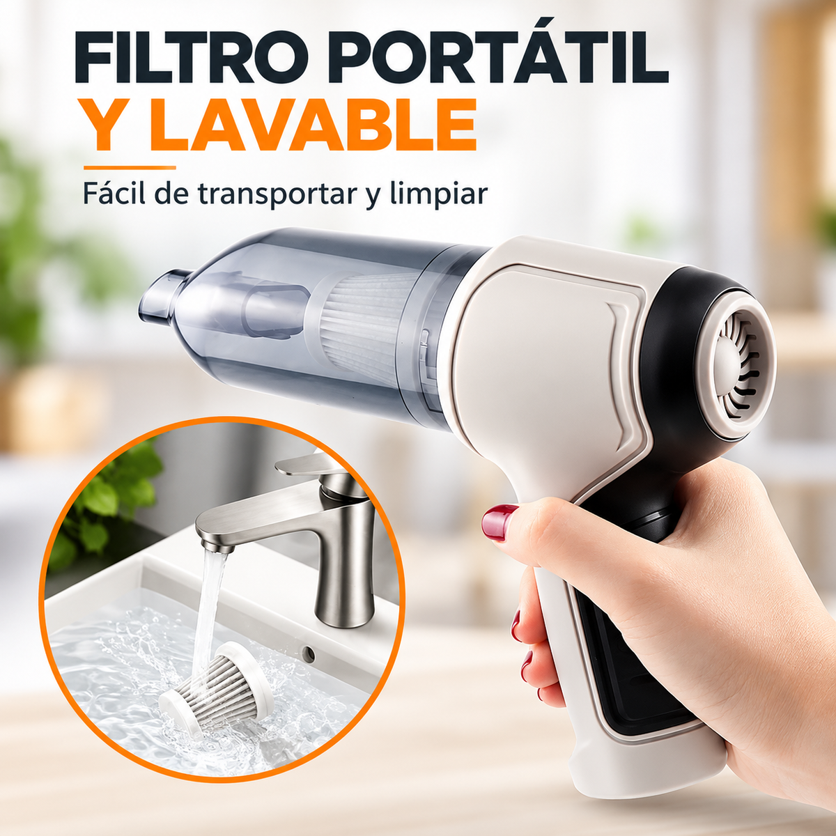 Mini Aspirador de Mano Inalámbrico 4 en 1 – 120W | 9000Pa | Recargable USB