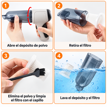 Mini Aspirador de Mano Inalámbrico 4 en 1 – 120W | 9000Pa | Recargable USB