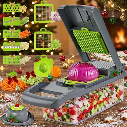 Cortador de Verduras Multifunción 16 en 1 con Mandolina y Cuchillas de Acero Inoxidable