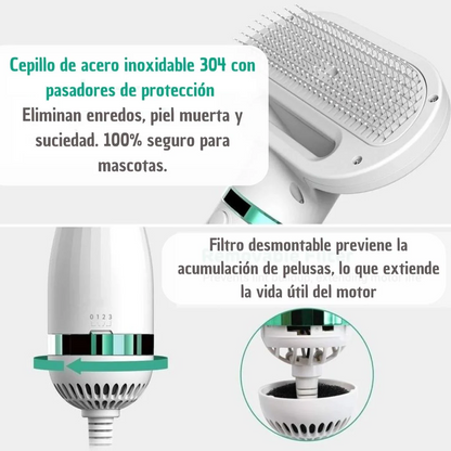 Secador-Cepillo para Mascotas 2 en 1