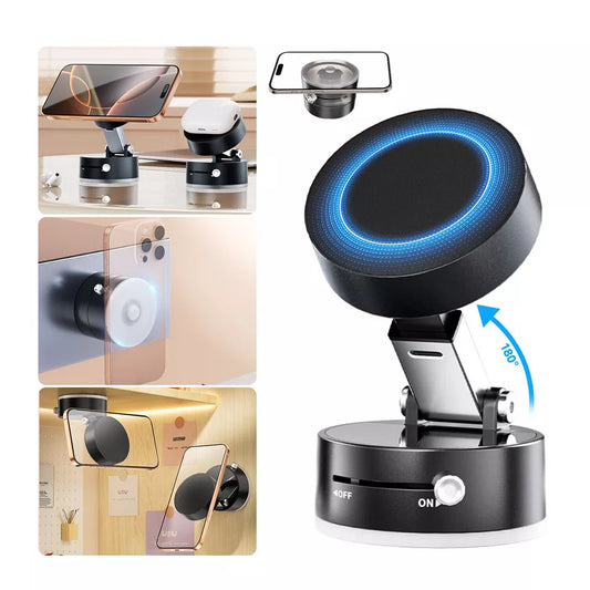 Soporte Magnético al Vacío para Teléfono Móvil 360° – Ventosa Fuerte y Plegable